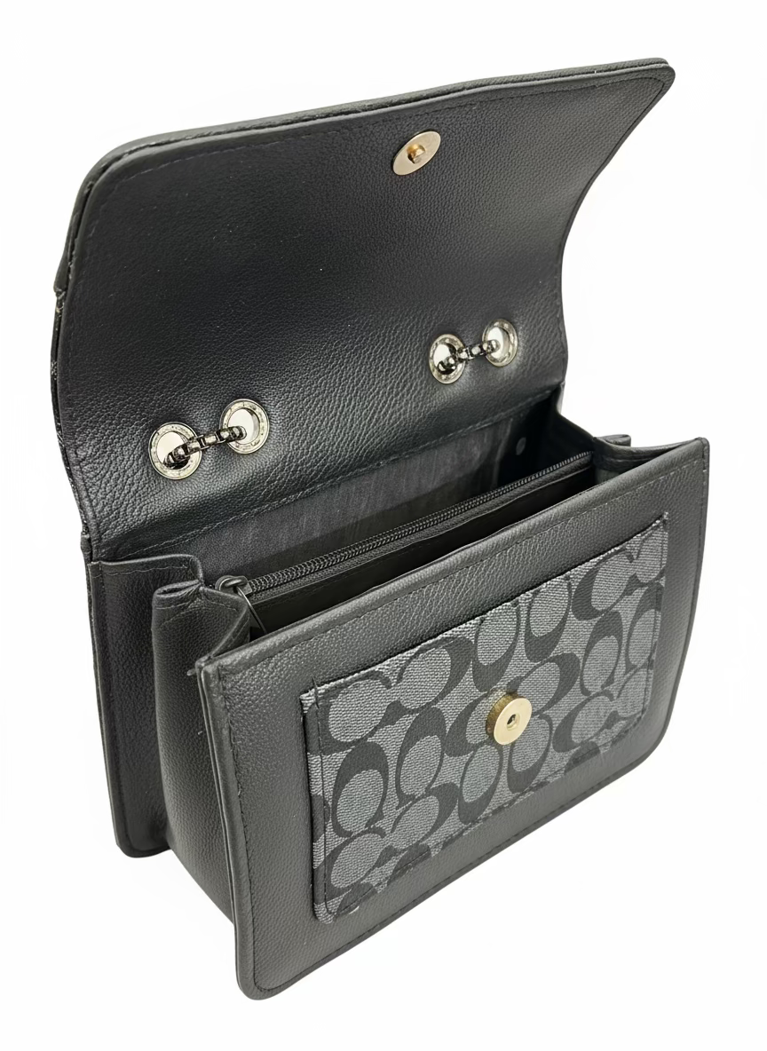 Co-ach Brand Inspired Crossbody | Silver & Black Premium Edition