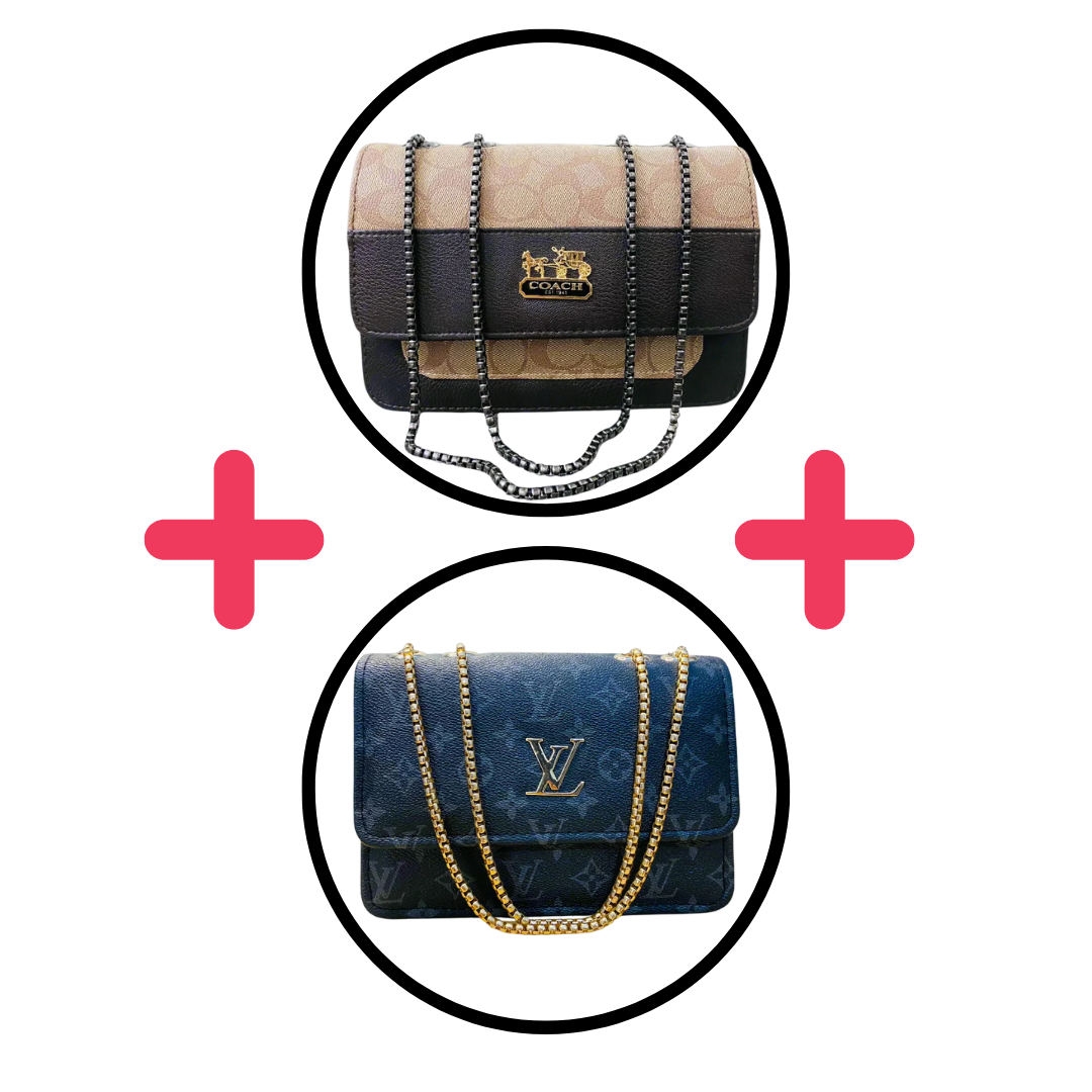 Coach Light Brown & LV Prestige Crossbody bag - Duo Combo Deal