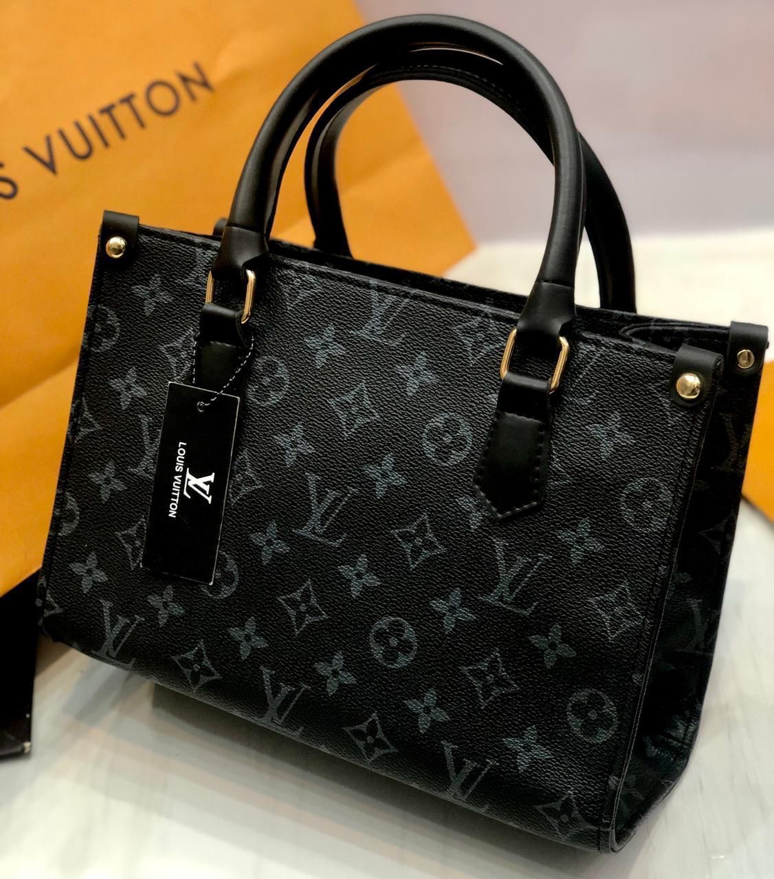 Louis Vuitton Black Check Hand Bag – Luxury Leather with Strap