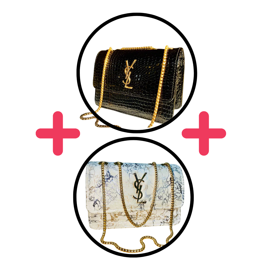 YSL Gaby Vanity Black & White Storm - Duo Combo Deal