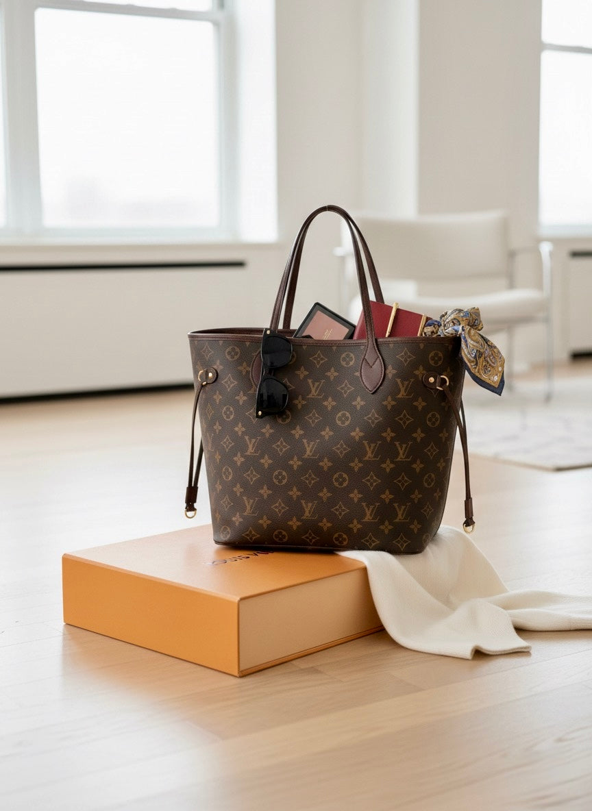 Louis Vuitton Neverfull Tote Bag – D - Brown Imported Edition (With Box)