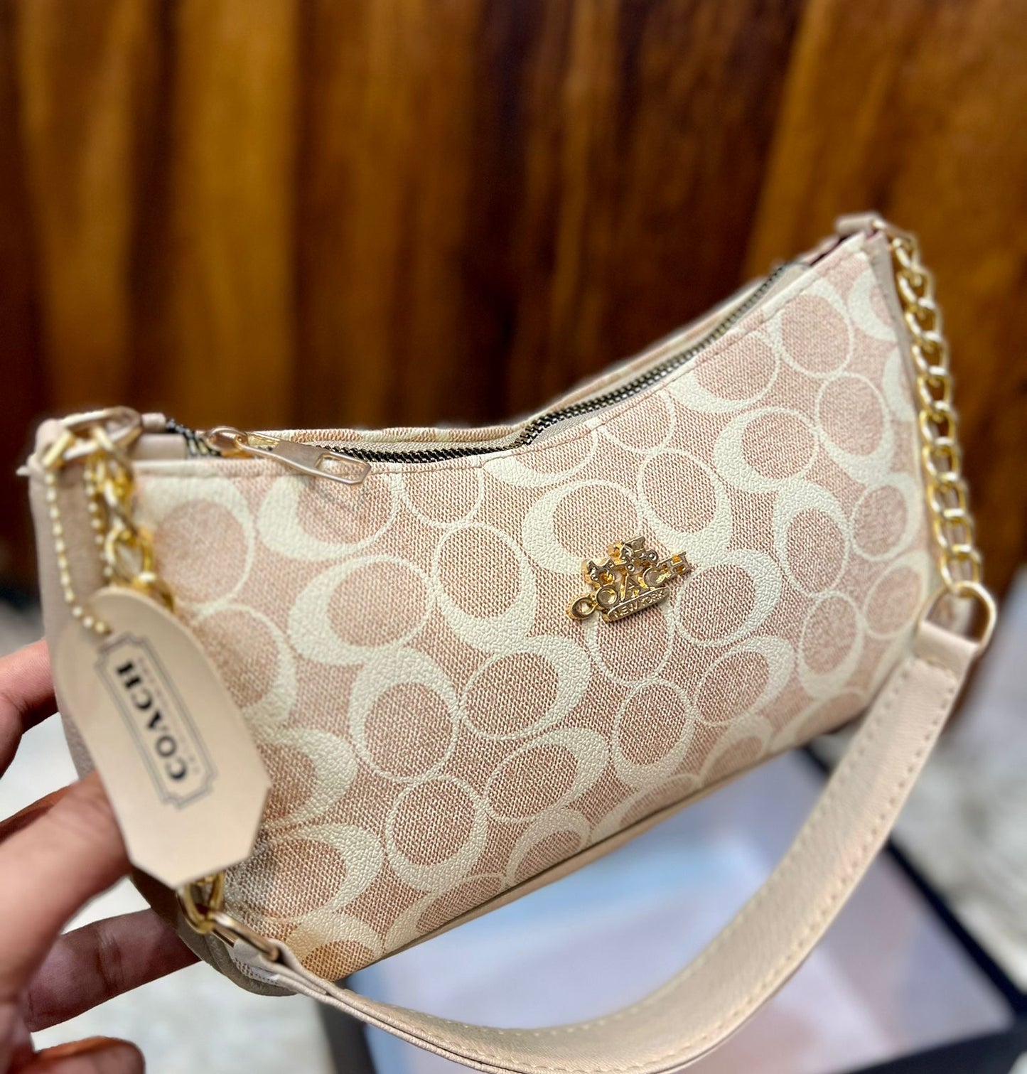 Coach Teri Shoulder Bag - Soft Beige Cream Colour