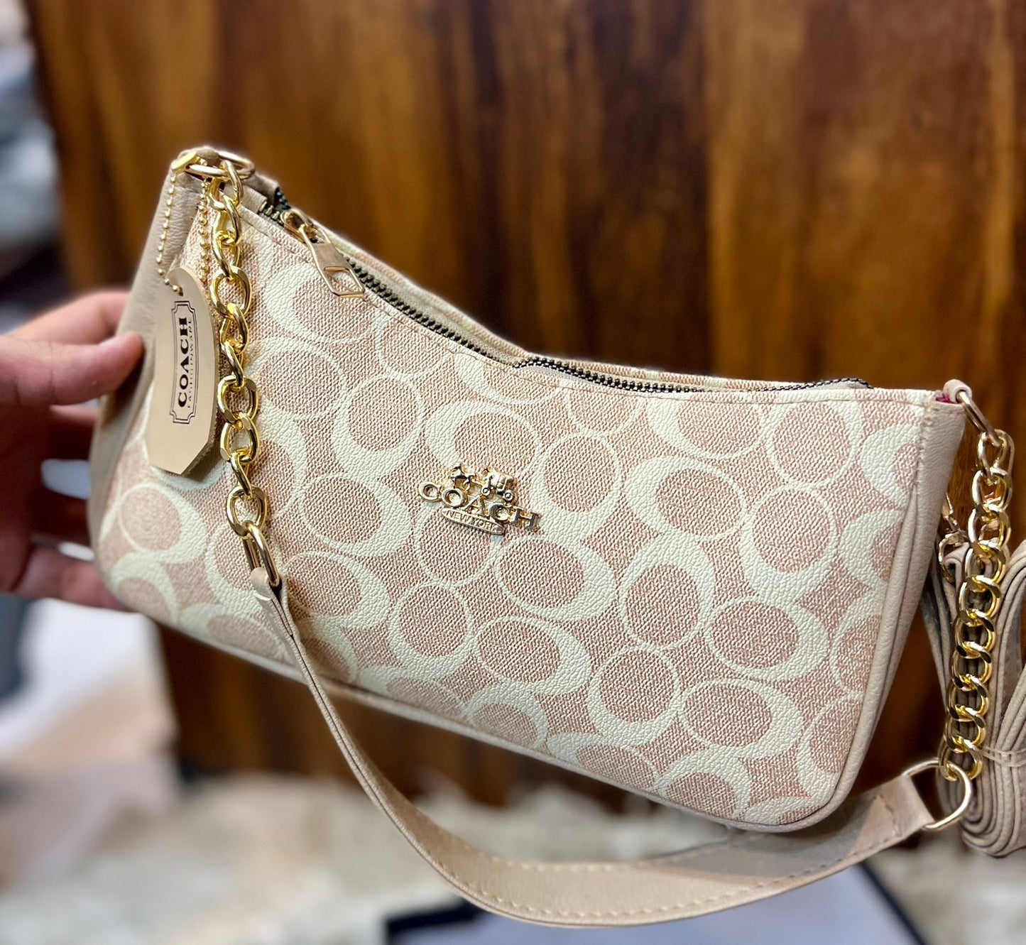 Coach Teri Shoulder Bag - Soft Beige Cream Colour