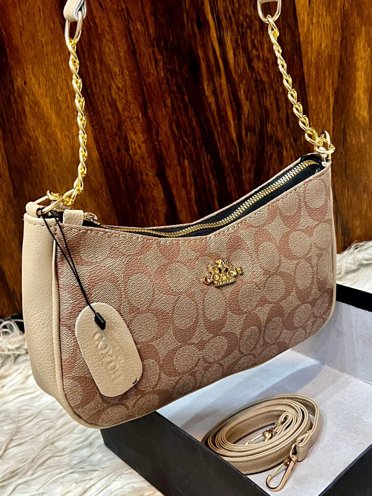 Coach Teri Shoulder Bag - Dark Beige Coffee Colour