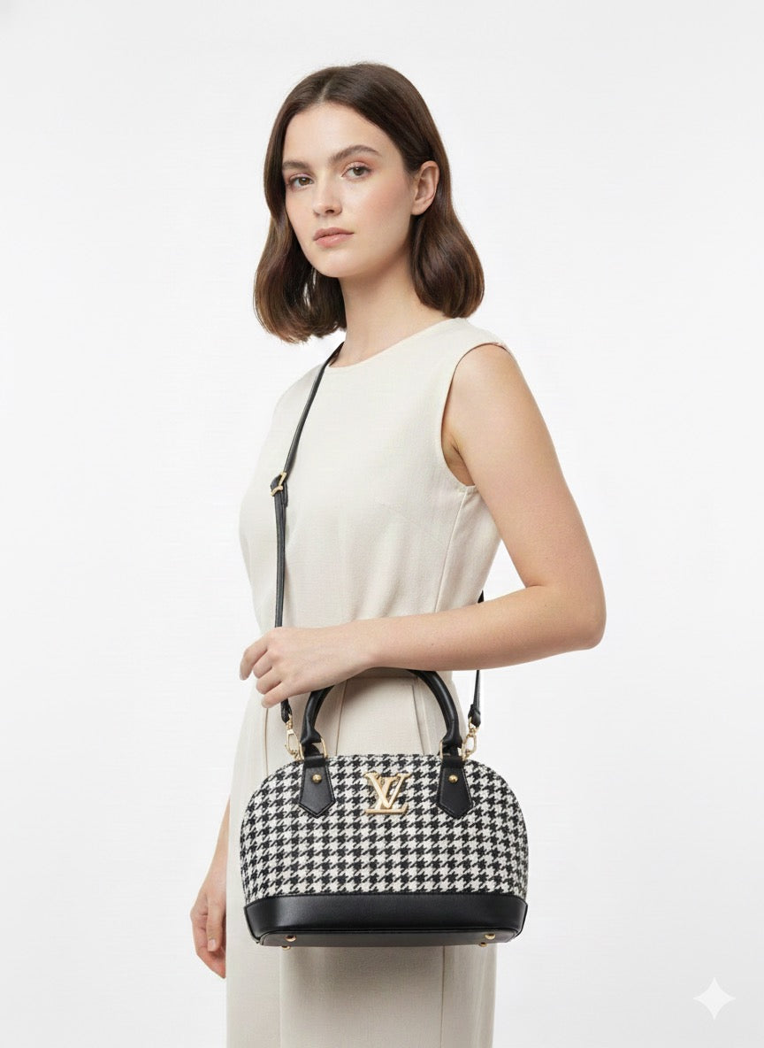 Premium Classy Black and White Checked Handbag