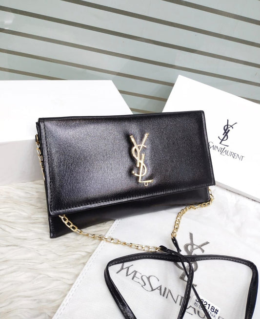 YSL Branded Side Clutch Bag - Black Colour