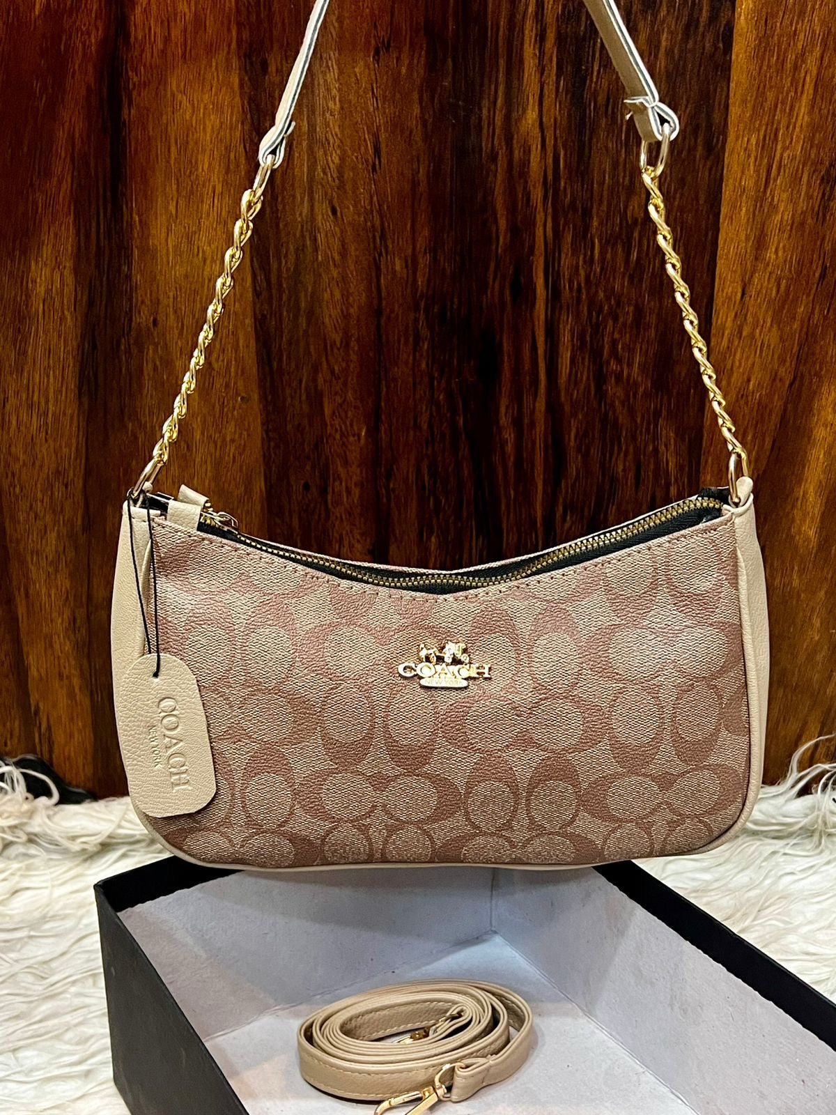 Coach Teri Shoulder Bag - Dark Beige Coffee Colour