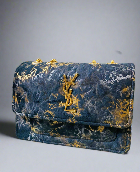 Goldy Storm YSL Branded Crossbody Bag - Black Colour Saint Laurent Branded