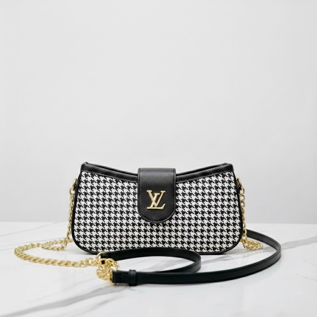 LV Iconic Black & White Chain Bag - Signature Design