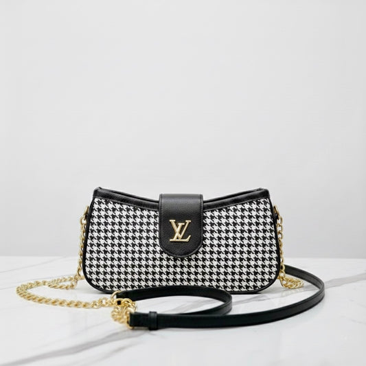 LV Iconic Black & White Chain Bag - Signature Design