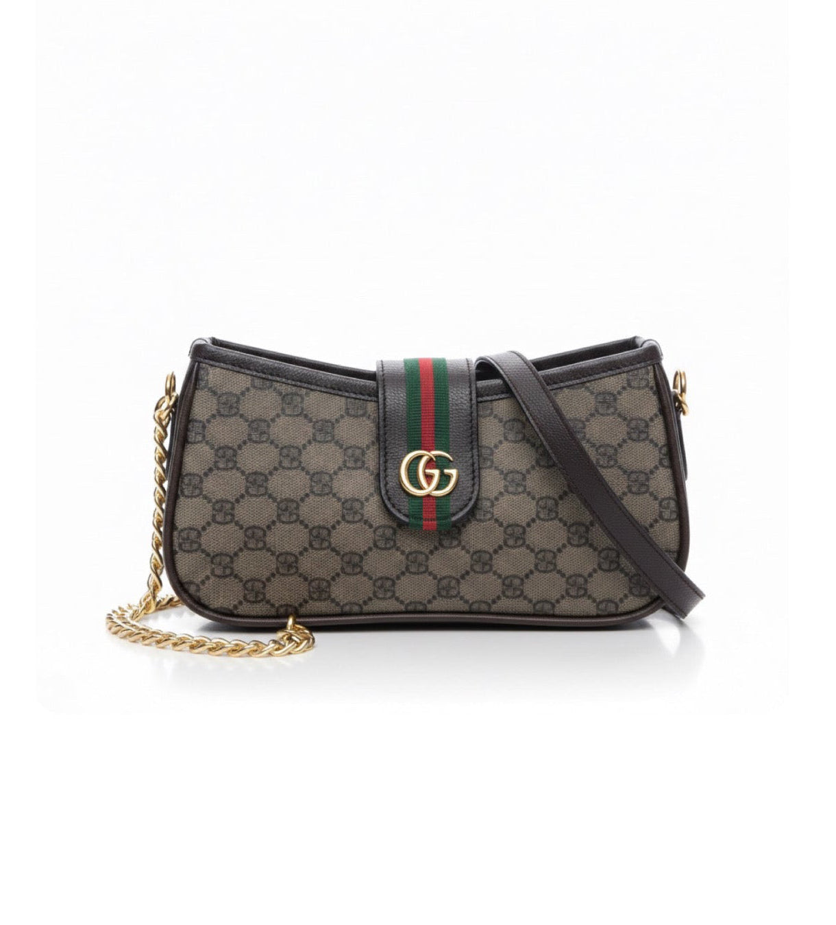 Gucci GG Monogram Rich Brown Canvas Shoulder Bag