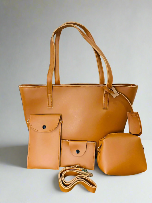 Tawny Swiss Premium Silk ToteBag - Pack of 4 - Brown Tawny Colour