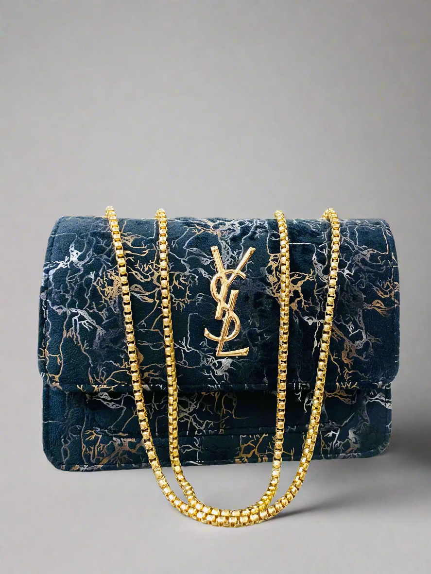 Storm YSL Branded Crossbody Bag - Black Colour Saint Laurent Branded