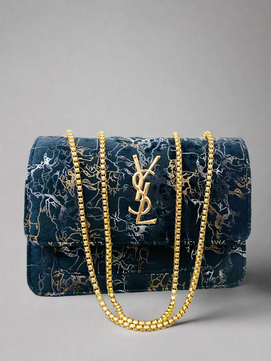 Storm YSL Branded Crossbody Bag - Black Colour Saint Laurent Branded