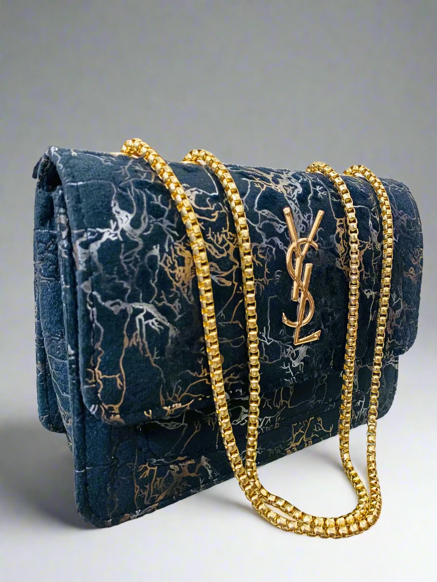 Storm YSL Branded Crossbody Bag - Black Colour Saint Laurent Branded