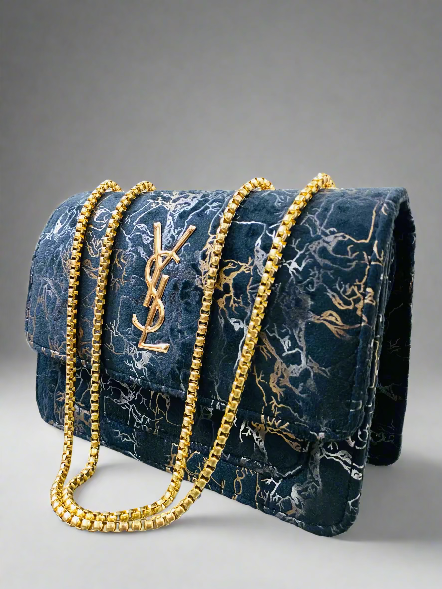 Storm YSL Branded Crossbody Bag - Black Colour Saint Laurent Branded