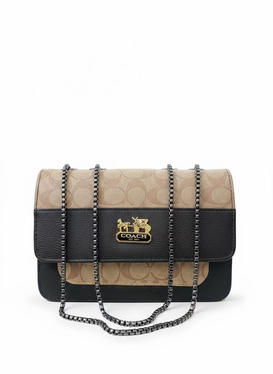 Coach Branded Crossbody Bag - Beige Brown Premium Edition