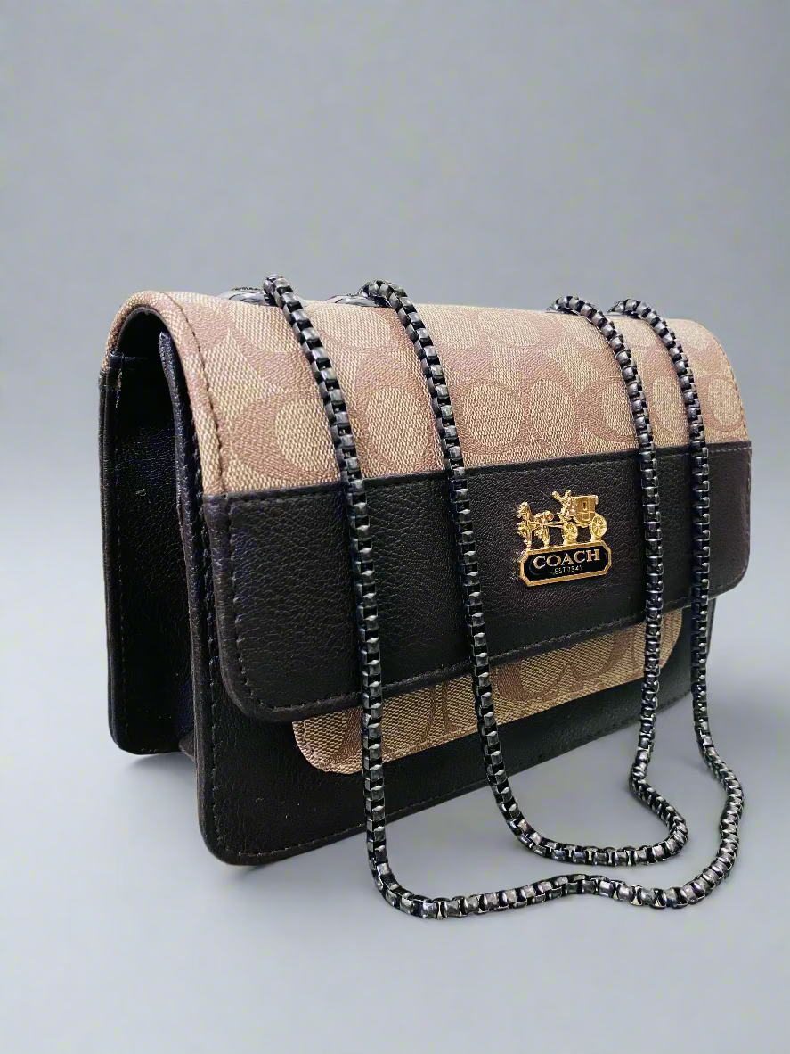 Coach Branded Crossbody Bag - Beige Brown Premium Edition