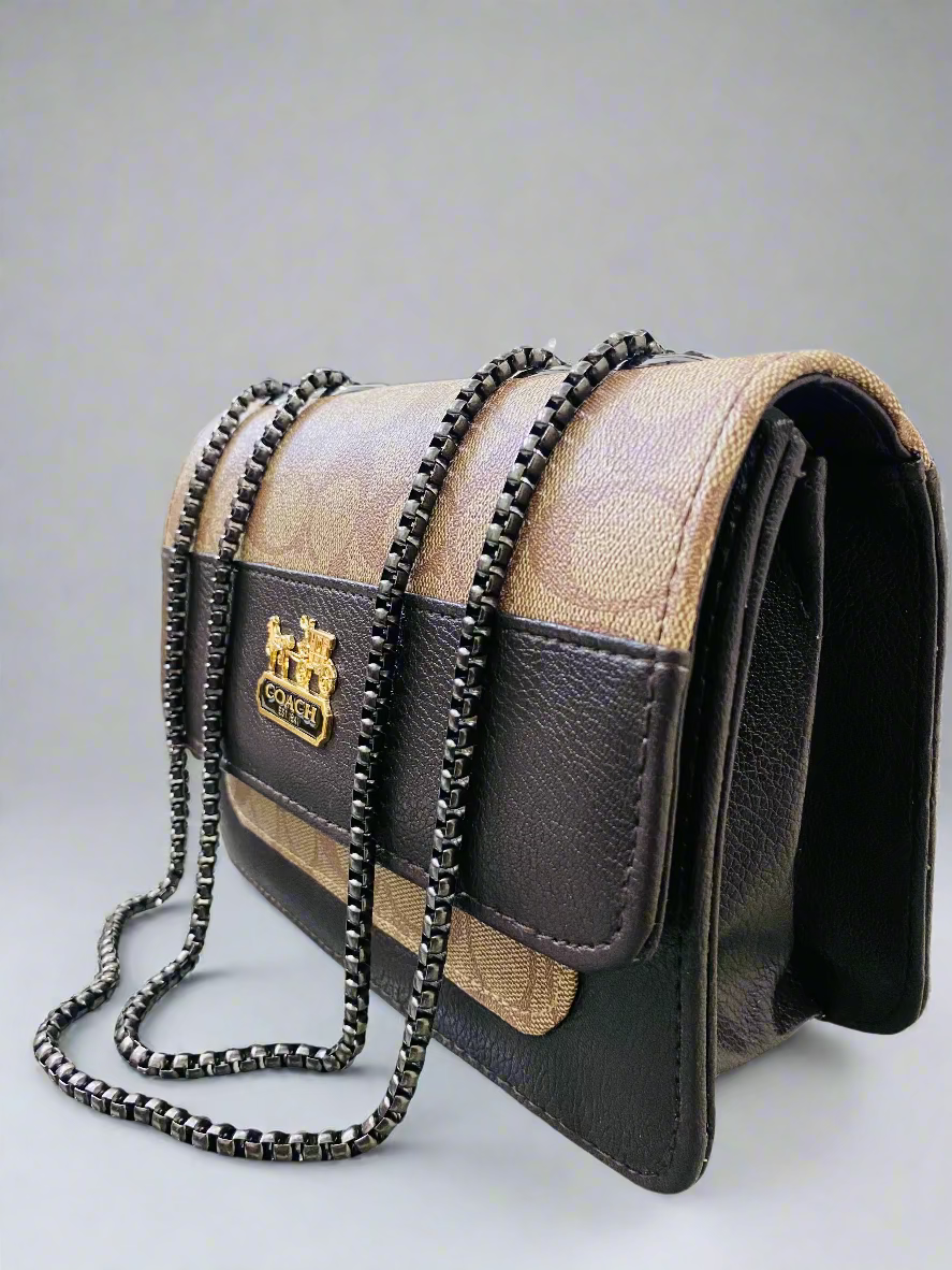 Coach Branded Crossbody Bag - Beige Brown Premium Edition