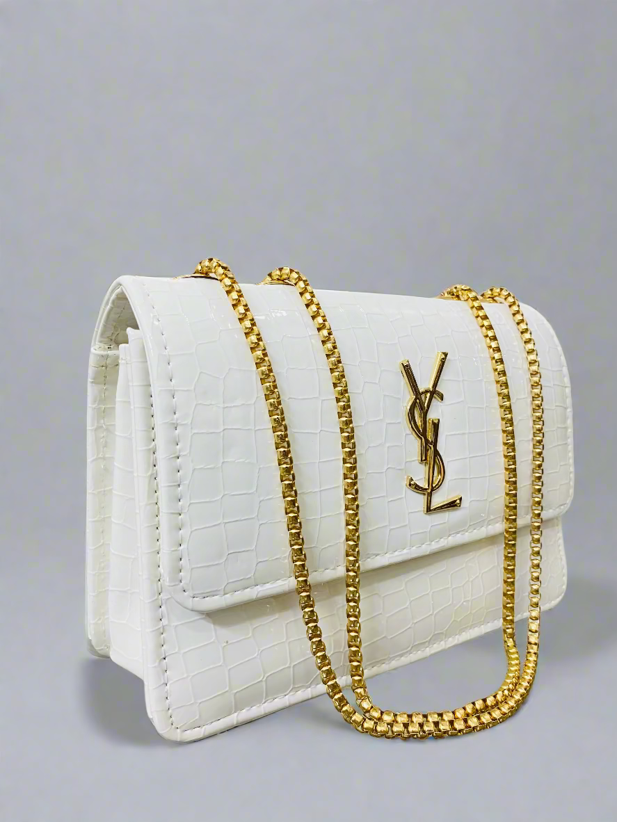 Gaby vanity YSL Crossbody bag in patent leather - White Colour