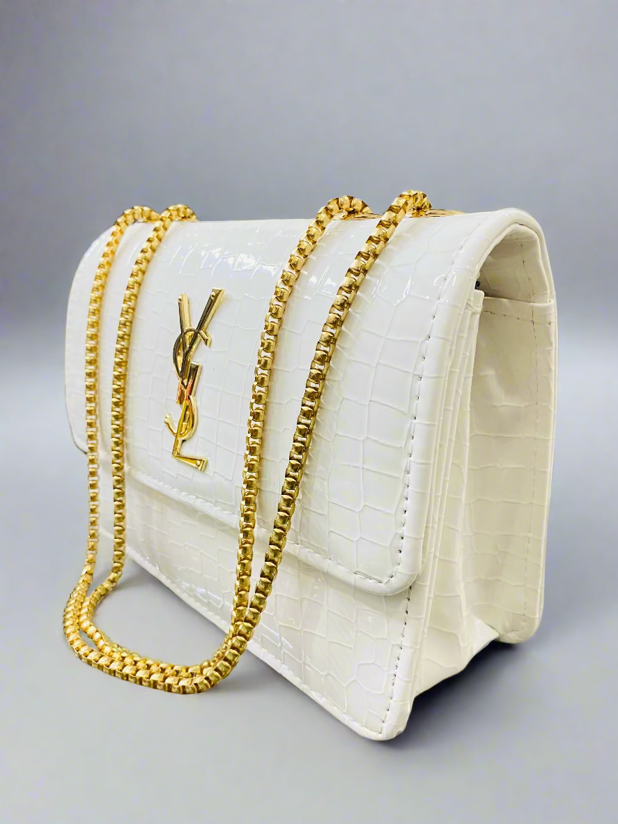 Gaby vanity YSL Crossbody bag in patent leather - White Colour