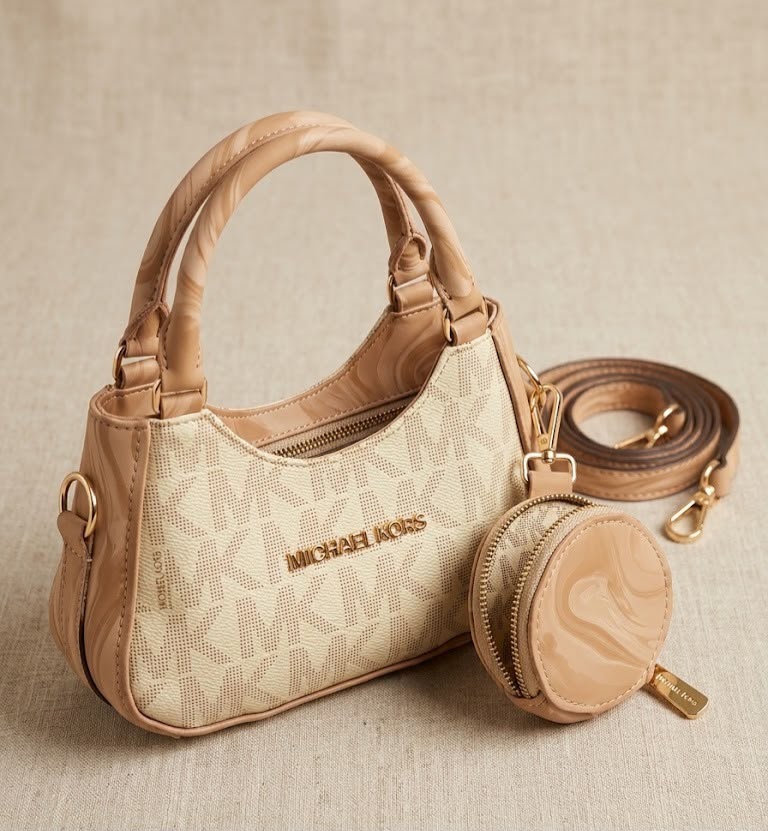 Luxury Monogram Handbag with Coin Pouch & Detachable Long Leather Strap
