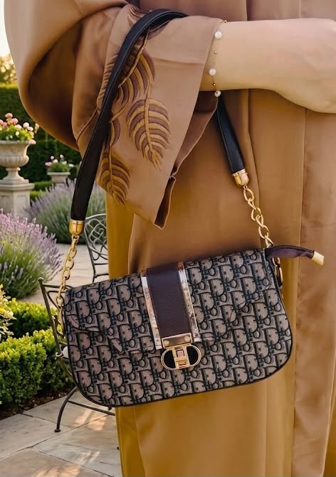 Luxury Monogram Canvas Shoulder Bag with Extra Long Leather Strap