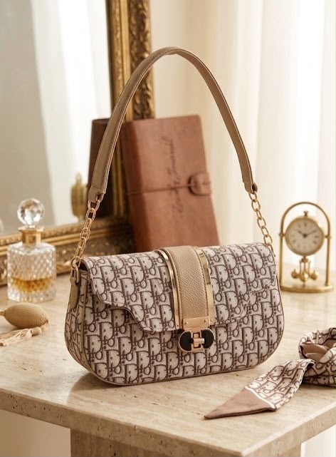 Luxury Monogram Canvas Shoulder Bag with Extra Long Leather Strap