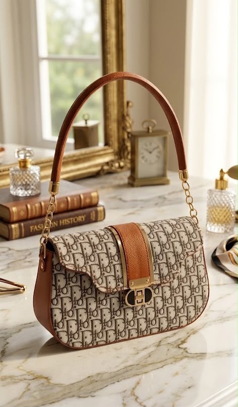 Luxury Monogram Canvas Shoulder Bag with Extra Long Leather Strap