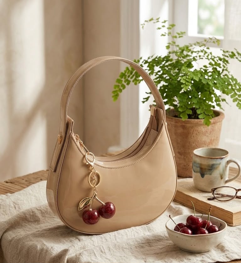 Premium Moon Shoulder Bag with Gold Chain