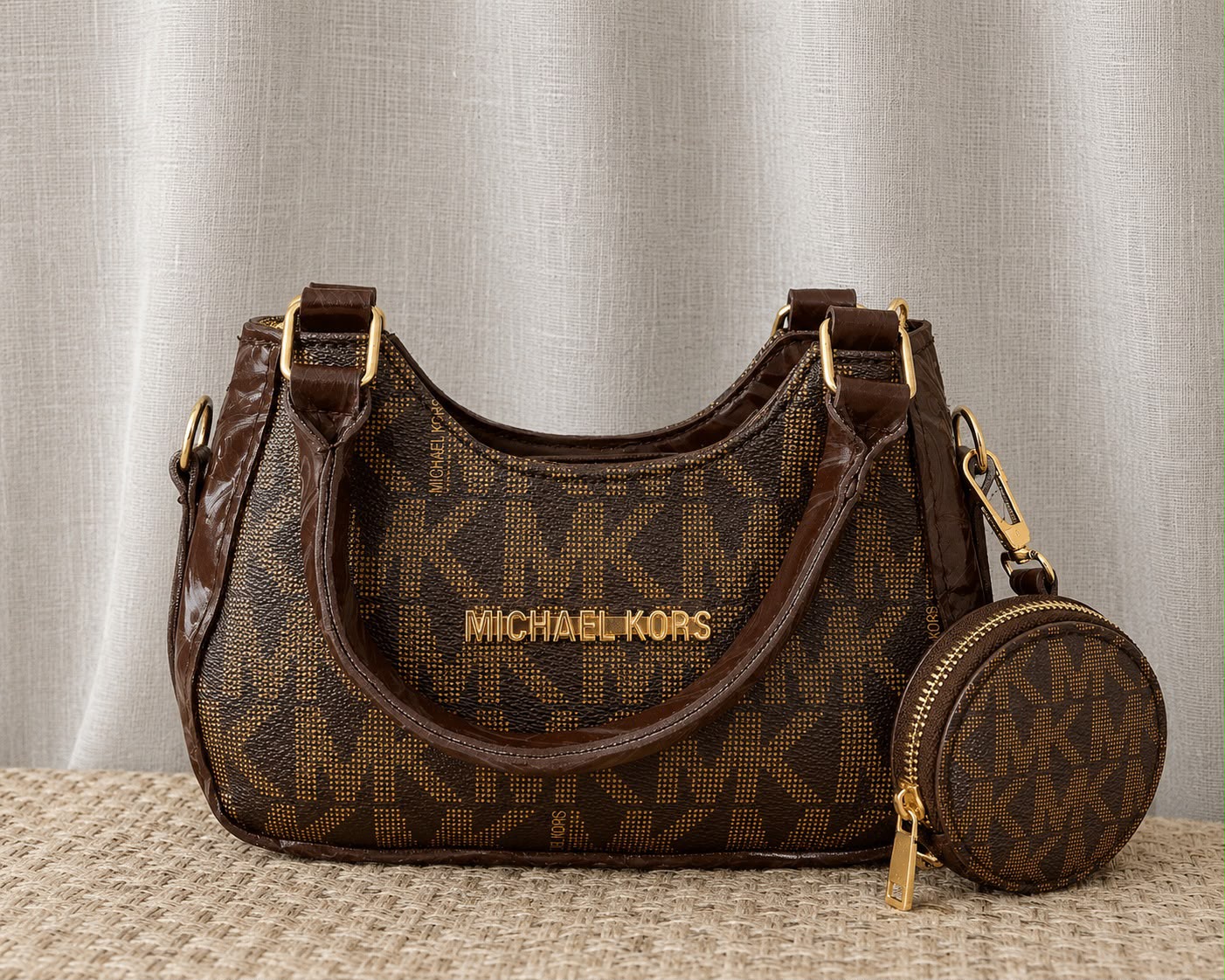 Luxury Monogram Handbag with Coin Pouch & Detachable Long Leather Strap